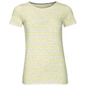 SOL'S Ladies Miles Striped T-Shirt - Ash/Lemon Size XXL