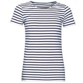 SOL'S Ladies Miles Striped T-Shirt - White/Navy Size XXL