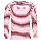 SOL'S Marine Long Sleeve Striped T-Shirt - White/Red Size 3XL