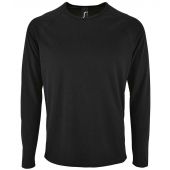 SOL'S Sporty Long Sleeve Performance T-Shirt - Black Size 3XL