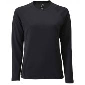 SOL'S Ladies Sporty Long Sleeve Performance T-Shirt - Black Size XXL