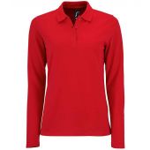 SOL'S Ladies Perfect Long Sleeve Piqué Polo Shirt - Red Size 3XL