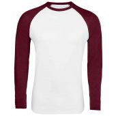 SOL'S Funky Contrast Long Sleeve T-Shirt - White/Burgundy Size 3XL