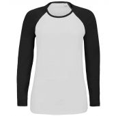 SOL'S Ladies Milky Contrast Long Sleeve T-Shirt - White/Deep Black Size XXL
