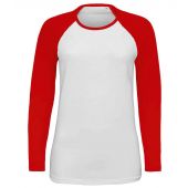 SOL'S Ladies Milky Contrast Long Sleeve T-Shirt - White/Red Size XXL