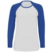 SOL'S Ladies Milky Contrast Long Sleeve T-Shirt - White/Royal Blue Size XXL