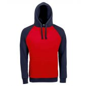 SOL'S Unisex Seattle Contrast Raglan Hoodie - Red/French Navy Size XS