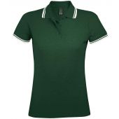 SOL'S Ladies Pasadena Tipped Cotton Piqué Polo Shirt - Forest Green/White Size S