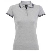 SOL'S Ladies Pasadena Tipped Cotton Piqué Polo Shirt - Heather Grey/Navy Size XXL