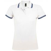SOL'S Ladies Pasadena Tipped Cotton Piqué Polo Shirt - White/Navy Size XXL