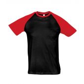 SOL'S Funky Contrast Baseball T-Shirt - Black/Red Size 3XL