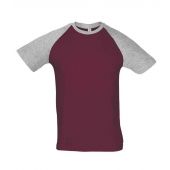 SOL'S Funky Contrast Baseball T-Shirt - Burgundy/Grey Marl Size S