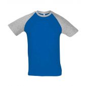 SOL'S Funky Contrast Baseball T-Shirt - Royal Blue/Grey Marl Size S