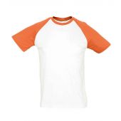 SOL'S Funky Contrast Baseball T-Shirt - White/Orange Size S