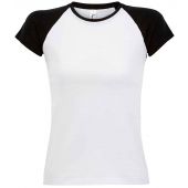 SOL'S Ladies Milky Contrast Baseball T-Shirt - White/Black Size XXL