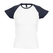 SOL'S Ladies Milky Contrast Baseball T-Shirt - White/Navy Size XXL