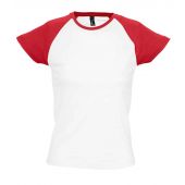 SOL'S Ladies Milky Contrast Baseball T-Shirt - White/Red Size XXL