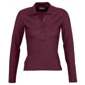 SOL'S Ladies Podium Long Sleeve Cotton Piqué Polo Shirt - Burgundy Size XL