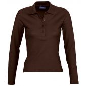 SOL'S Ladies Podium Long Sleeve Cotton Piqué Polo Shirt - Chocolate Size XL