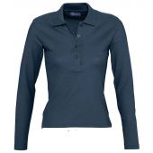 SOL'S Ladies Podium Long Sleeve Cotton Piqué Polo Shirt - Denim Size XL