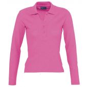 SOL'S Ladies Podium Long Sleeve Cotton Piqué Polo Shirt - Flash Pink Size S