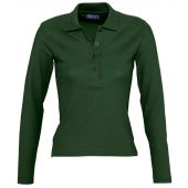 SOL'S Ladies Podium Long Sleeve Cotton Piqué Polo Shirt - Golf Green Size S