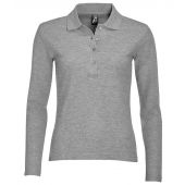 SOL'S Ladies Podium Long Sleeve Cotton Piqué Polo Shirt - Grey Marl Size XL