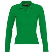 SOL'S Ladies Podium Long Sleeve Cotton Piqué Polo Shirt - Kelly Green Size XL