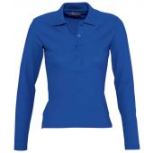 SOL'S Ladies Podium Long Sleeve Cotton Piqué Polo Shirt - Royal Blue Size XL