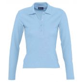 SOL'S Ladies Podium Long Sleeve Cotton Piqué Polo Shirt - Sky Blue Size XL