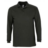 SOL'S Winter II Long Sleeve Cotton Piqué Polo Shirt - Black Size 3XL