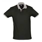 SOL'S Prince Contrast Cotton Piqué Polo Shirt - Black/Light Grey Size XS
