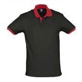 SOL'S Prince Contrast Cotton Piqué Polo Shirt - Black/Red Size XXL