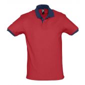 SOL'S Prince Contrast Cotton Piqué Polo Shirt - Red/French Navy Size XS