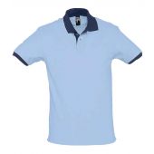 SOL'S Prince Contrast Cotton Piqué Polo Shirt - Sky Blue/French Navy Size XS