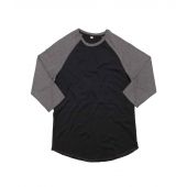 Superstar by Mantis Unisex 3/4 Sleeve Baseball T-Shirt - Black/Charcoal Marl Size XS