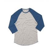 Superstar by Mantis Unisex 3/4 Sleeve Baseball T-Shirt - Heather Grey/Swiss Navy Size XS