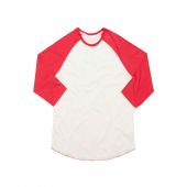 Superstar by Mantis Unisex 3/4 Sleeve Baseball T-Shirt - Washed White/Warm Red Size XS