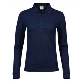 Tee Jays Ladies Luxury Stretch Long Sleeve Polo Shirt - Navy Size 3XL