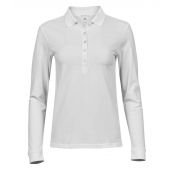 Tee Jays Ladies Luxury Stretch Long Sleeve Polo Shirt - White Size 3XL