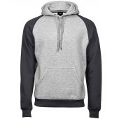 Tee Jays Two Tone Raglan Hooded Sweatshirt - Heather Grey/Dark Grey Size 3XL