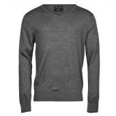 Tee Jays Merino Blend V Neck Sweater - Grey Melange Size 3XL