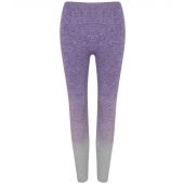 Tombo Ladies Seamless Fade Out Leggings - Purple/Light Grey Marl Size L/XL