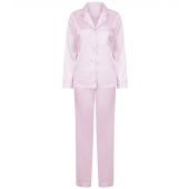 Towel City Ladies Satin Long PJ's - Light Pink Size XL/XXL