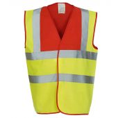 Yoko Hi-Vis Two Band and Braces Waistcoat - Red/Yellow Size S