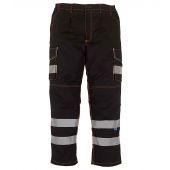 Yoko Hi-Vis Cargo Trousers with Knee Pad Pockets - Black Size 42/L